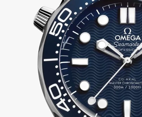 Omega Seamaster James Bond replica watch blue wave dial